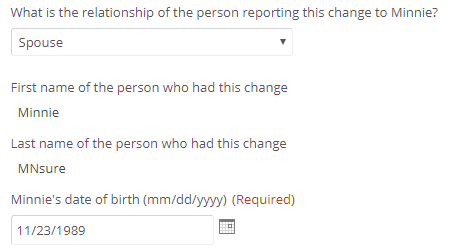 spouse reporting shown in relationship field