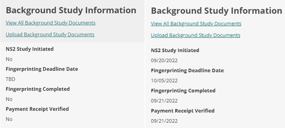 Background study information sections with dates and without dates Background study information sections with dates and without dates