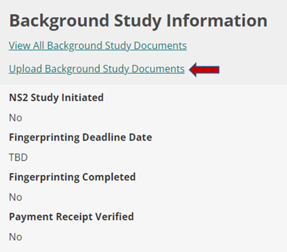 Upload background study documents link screenshot