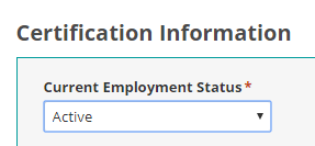 employment status menu