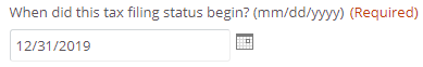 date field required for for tax filing status